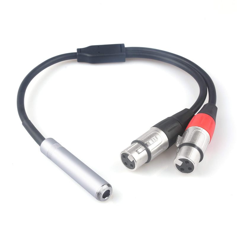 [AUSTRALIA] - Devinal 1/4 inch Female to Dual XLR Female Y Cable, 6.35mm Female TRS to 2 XLR Microphone Converter, Female Quarter inch Socket Y Splitter Audio Breakout Cord Wire 1FT 