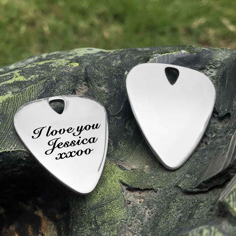 I Pick You Guitar Pick Silver Guitar Pick with Leather Case for Dad Husband Birthday Boyfriend musician Music Gift (Silver pick guitar 1) Silver pick guitar 1