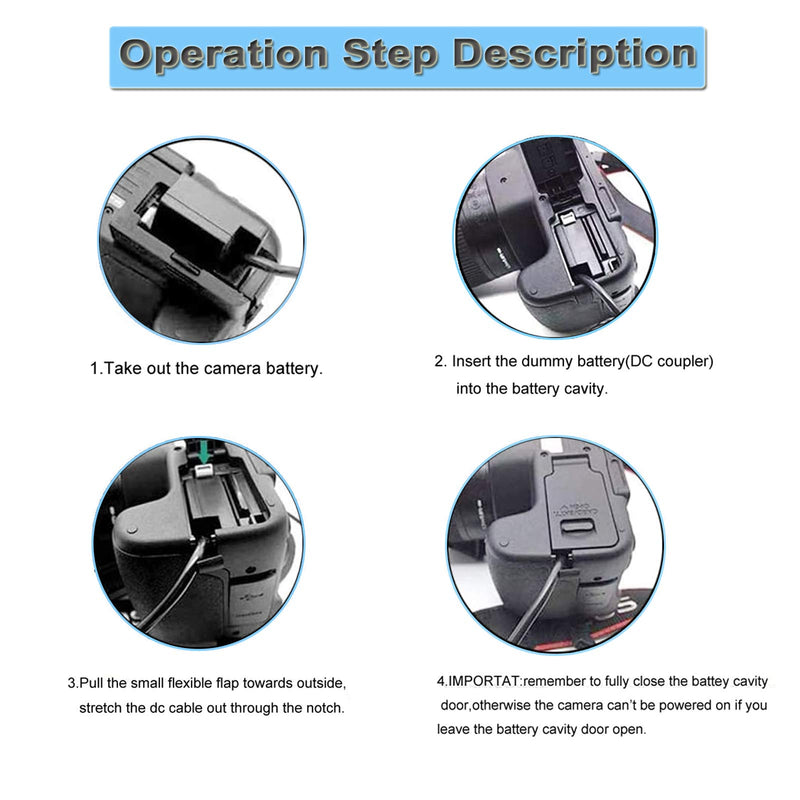 TKDY ACK-E18 AC Power Adapter Suppply DR-E18 DC Coupler Charger Kit for Canon EOS Rebel T6i T6s T7i T8i SL2 SL3 750D 760D 800D 850D 77D 200D 250D Kiss X8i X9i X10i 8000D 9000D RP Cameras.