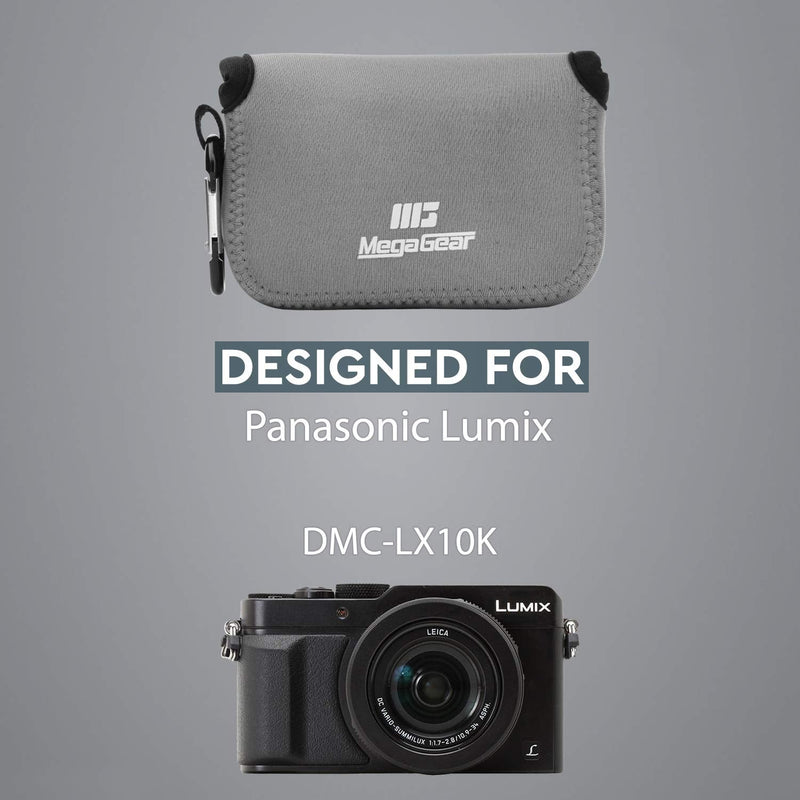 Megagear Panasonic Lumix DMC-LX10 Ultra Light Neoprene Camera Case, with Carabiner - Gray - MG1030