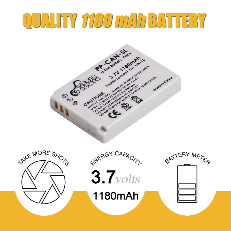 [AUSTRALIA] - NB-5L Battery (3-Pack) and Charger for Canon PowerShot S100 S110 SD700 is SD790 is SD800 is SD850 is SD870 is SD880 is SD890 is SD900 is SD950 is SD970 is SD990 is SX200IS SX210IS SX220IS 