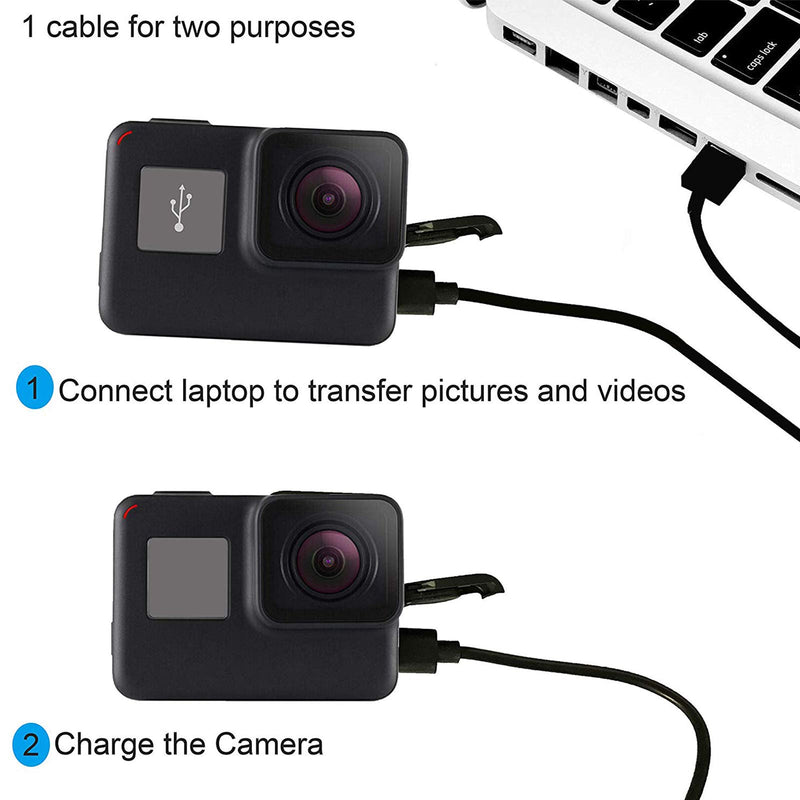 [AUSTRALIA] - Suptig Charging Cable Type-C Charging Cable 2 Pack Compatible for Gopro Hero 9 Hero 8 Hero 7 Black Gopro Max Hero 7 Silver Hero 7 White Hero 6 Black Gopro Hero 5 Black Hero5 Session Hero 2018 (Black) 
