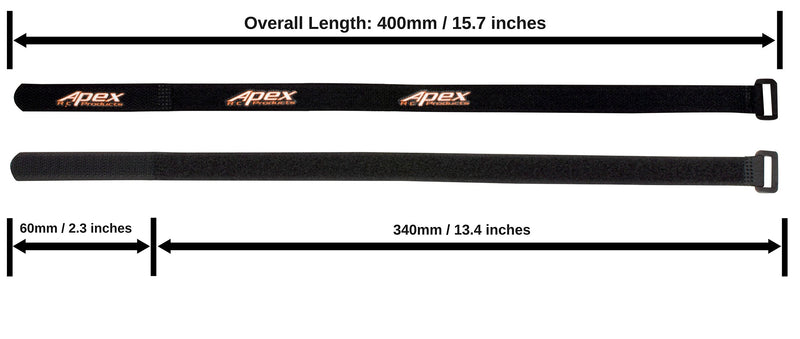 5 Pack 16mm x 400mm Straps Lipo Battery/Camera Straps - Apex RC Products #3042