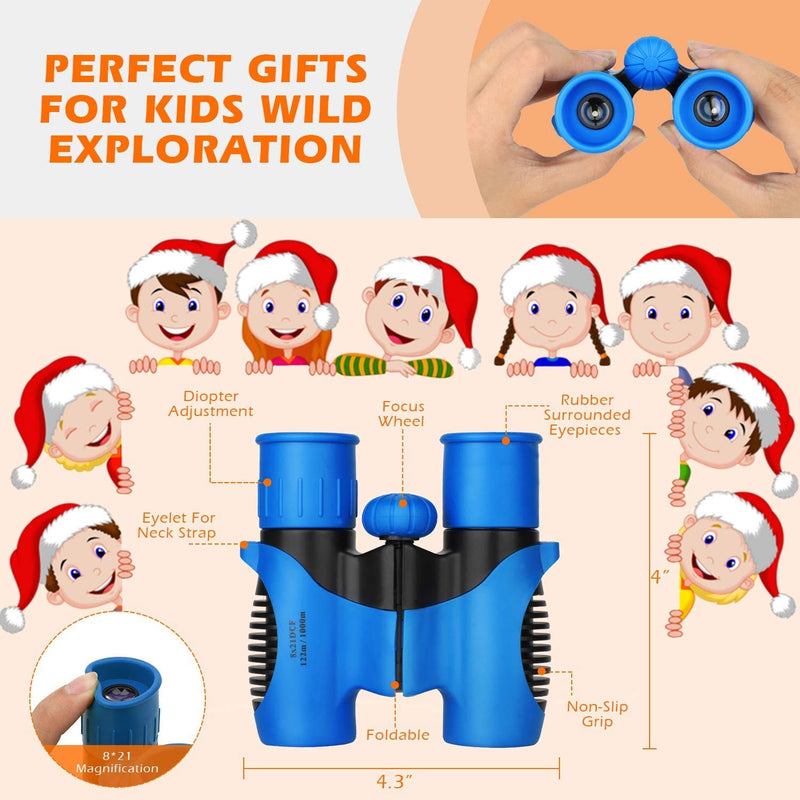 [AUSTRALIA] - Compact Mini Binoculars for Kids – 8x21 Zoom Kids Binoculars Toy Gift Shock Proof for 3-15 Years Old Boys Girls Bird Watching Sporting Events Children Best Present (Blue) 