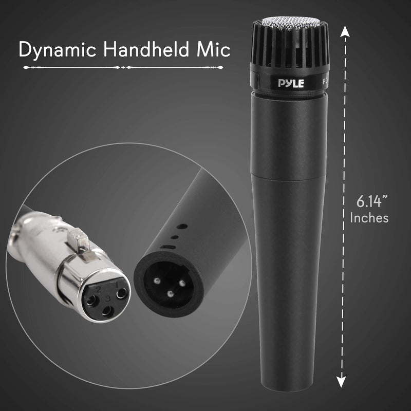 [AUSTRALIA] - Professional Handheld Moving Coil Microphone - Dynamic Cardioid Unidirectional Vocal, Built-in Acoustic Pop Filter, Includes 15ft XLR Audio Cable to 1/4'' Audio Connection - Pyle PDMIC78 