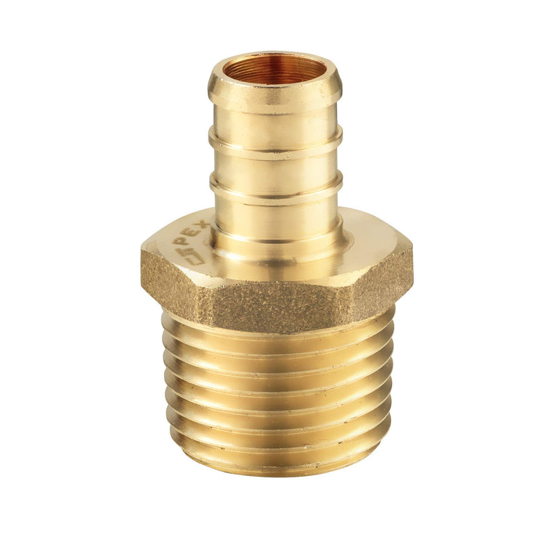 (Pack of 10) EFIELD Pex 1/2 Inch x 1/2 Inch NPT Male Adapter Brass Crimp Fitting, Lead Free (1/2" x 1/2")