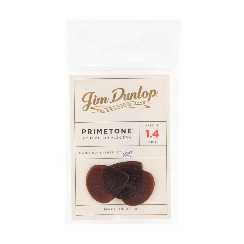 Dunlop Primetone Jazz III 1.4mm Sculpted Plectra (Grip) - 3 Pack 1.4mm | Grip