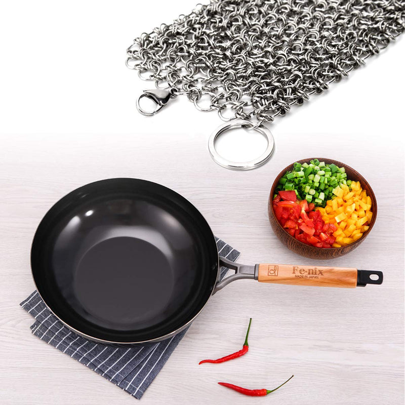 NKTM Stainless Steel Cast Iron Cleaner Chainmail Scrubber with 3pcs Sponges for Cast Iron Pan Skillet Dutch Ovens Waffle Iron Pans Scraper Cast Iron Grill Scraper 3
