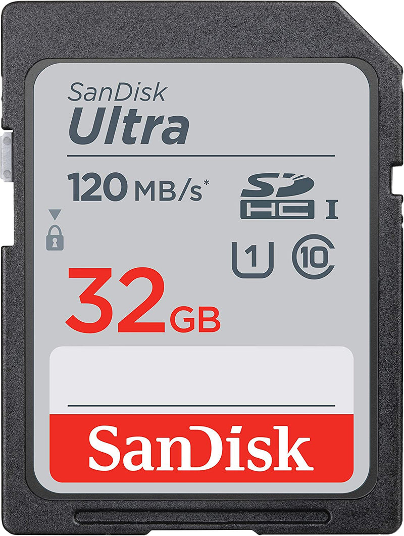 SanDisk SDHC Ultra 32GB Memory Card for Camera Panasonic Lumix Works with DC-G100, DC-G110, G7, GX85, GX80, GX7 Mark II (SDSDUN4-032G-GN6IN) Bundle with (1) Everything But Stromboli SD Card Reader 32GB Class 10