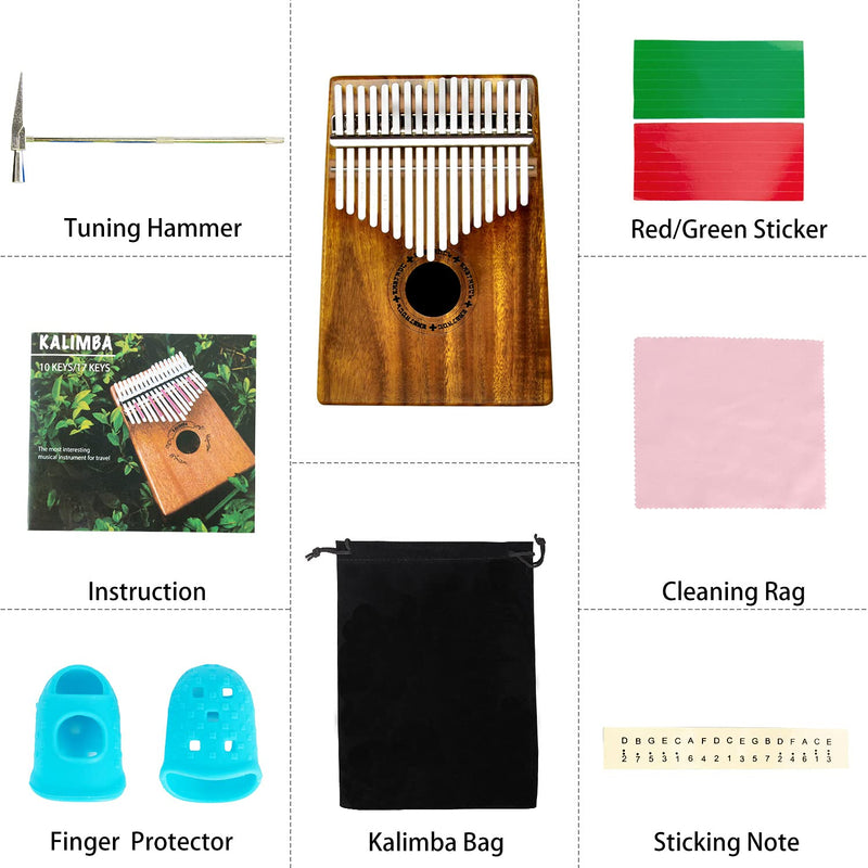 EASTROCK Kalimba Thumb Piano 17 Keys Portable Mbira Finger Piano with Study Instruction and Tune Hammer Kalimba Gifts for Kids Adults Beginners Professional (Acacia) Acacia
