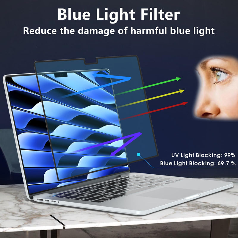 FILMEXT Macbook Air 15 inch Screen Protector Anti-Glare Anti-Blue Light Filter,Blue Light Blocking Screen Designed for 2023 MacBook Air Laptop with M2 chip 15.3" A2941,Bubble Free Eye Protection Mac Air 15.3 inch(M2 2023)