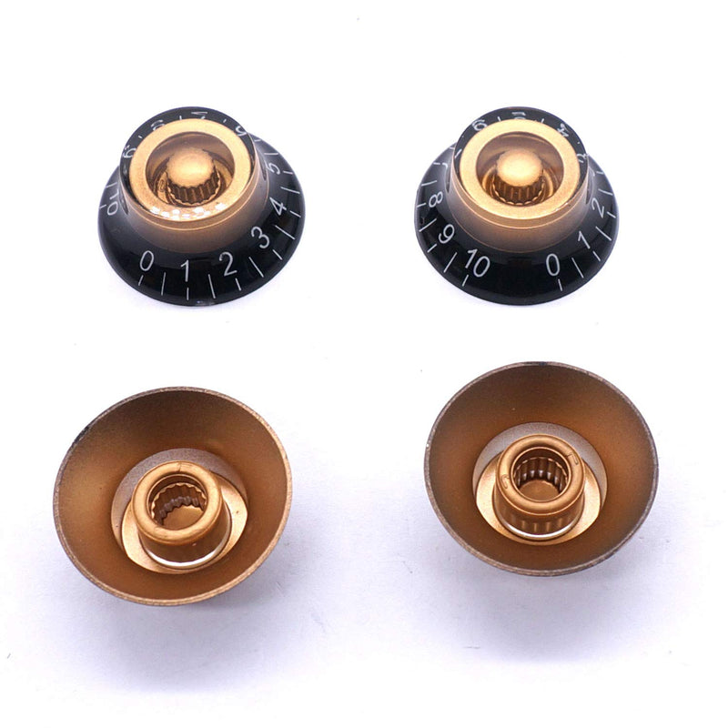 Taiss 4Pcs Amber Top Hat Bell Style Knobs Electric Guitar Bass Speed Volume Tone Control Knobs Fits 6mm/0.24" Rotary Shaft Musical Instruments And Radios Parts Replacement KNOB-S33