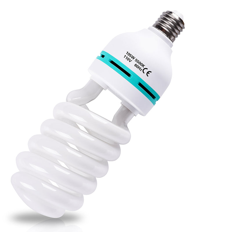 Emart Full Spectrum Light Bulb, 2 x 105W 5500K CFL Daylight for Photography Photo Video Studio Lighting