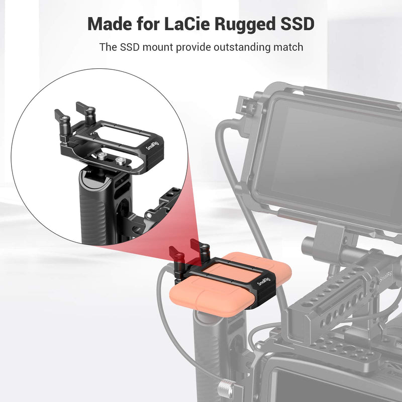 SMALLRIG Mount Bracket SSD Holder for LaCie Rugged SSD Compatible with SMALLRIG Cage for BMPCC 4K & 6K, Sigma FP, and Z CAM - 2814