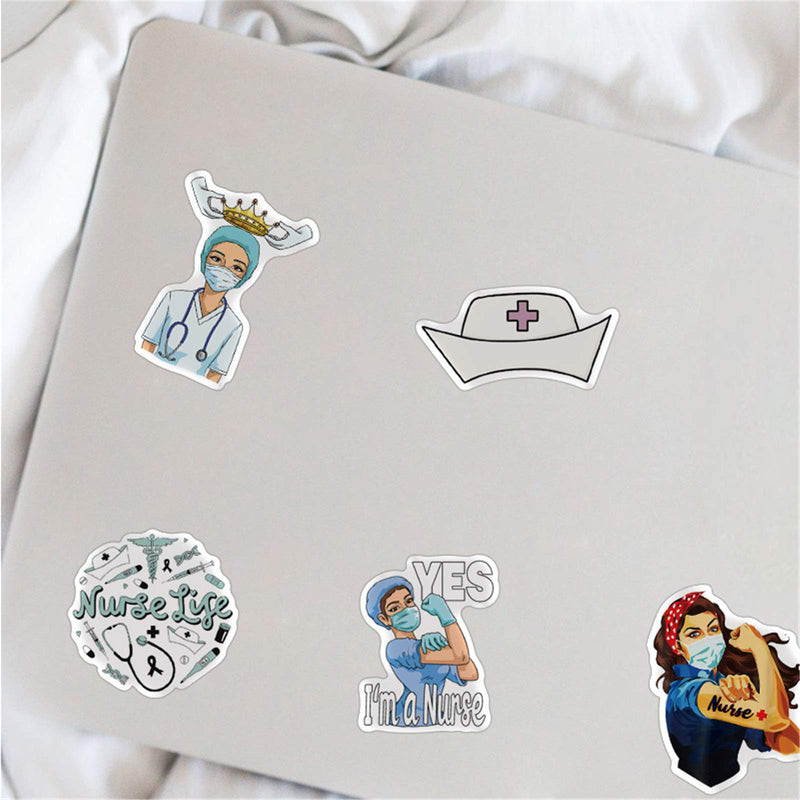 Nurses day Stickers White Angels Cartoon Stickers| 50 Pcak | Vinyl Waterproof Stickers for Laptop,Bumper,Water Bottles,Computer,Phone,Hard hat,Car Stickers and Decals,Adults Kids Teens for Stickers(Nurses day) Nurses Day