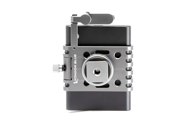 KONDOR BLUE T5 SSD Holder w/Cold Shoe Mount for Z CAM S6 F6 F8 BMPCC4K/6K. Compatible with Any cage or hot Shoe. Made for Samsung T5 Media Drives commonly Used with Kondor Blue USB C Cable.
