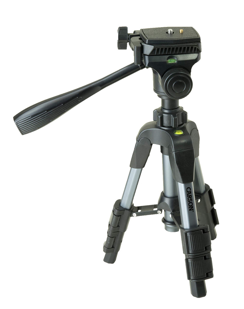 Carson The Rock Series 3-Way Fluid Panhead Aluminum Lightweight Tripods or Monopod with Carrying Case for Camera, Binoculars, Monocular, Scopes and More 20.8'' Tabletop Tripod (TR-100)
