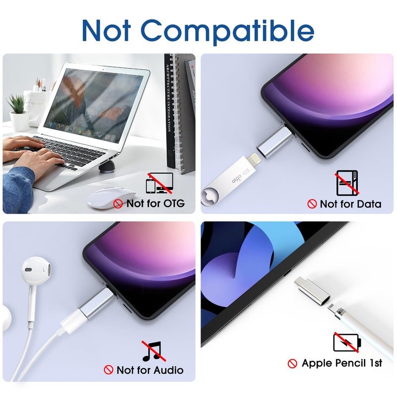 TechMatte 2 Pack Lightning to USB-C Adapter, Fast Charging Compatible with iPhone/MacBook/Tablet/Laptop/iPad/Samsung/Google and More Type C Devices, Support Data Transmission, Not OTG/Apple Pencil