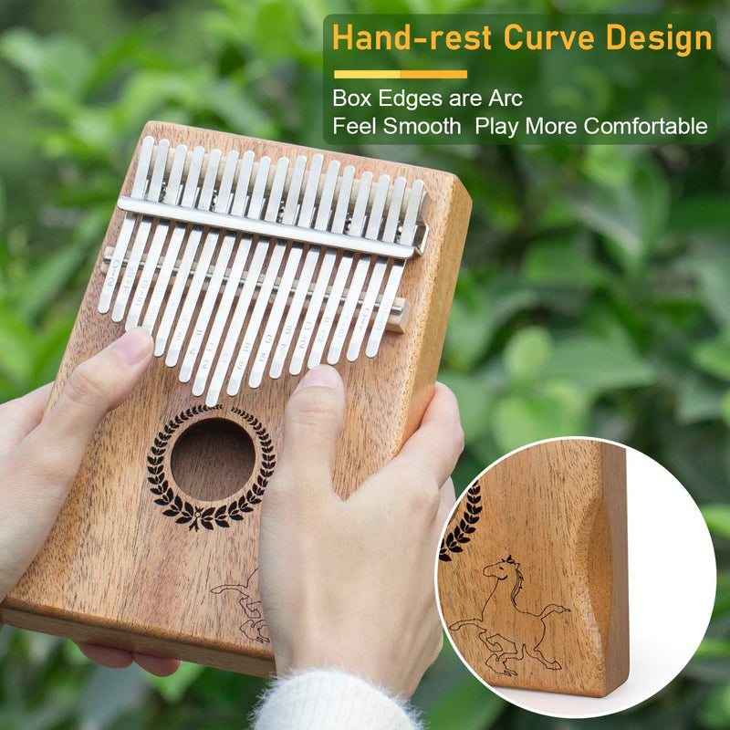 lotmusic Kalimba Thumb Piano 17 keys Portable Mbira Finger Piano With Mahogany Wood And Tune Hammer Gifts For Adult Kids And Beginners Horse