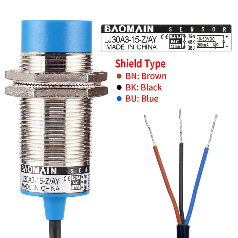 [AUSTRALIA] - Baomain M30 Non-Embedded Inductive Sensor Switch LJ30A3-15-Z/AY Cylindrical Type DC 10-30V 3 Wire PNP NC(Normally Closed) CE 