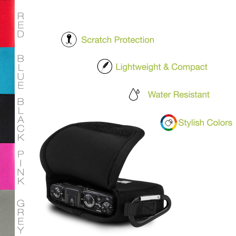 MegaGear ''Ultra Light'' Neoprene Camera Case, Bag with Carabiner for Fujifilm X70 Digital Camera (Black) (MG711)