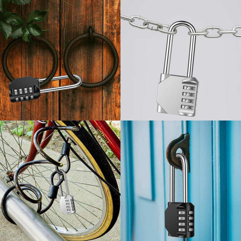 Disecu 2.5 Inch Long Shackle Combination Lock 4 Digit Outdoor Waterproof Padlock for School Locker, Gym Locker, Hasp Cabinet, Gate, Fence, Toolbox (Black, 2 Pack) Black