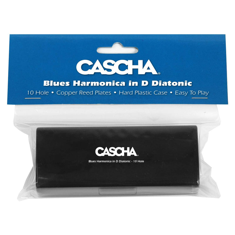CASCHA Blues Harmonica D-Major Beginners & Advanced - high-quality 10-hole diatonic harmonica excellent sound - with high-quality copper reeds - practical case and cleaning cloth