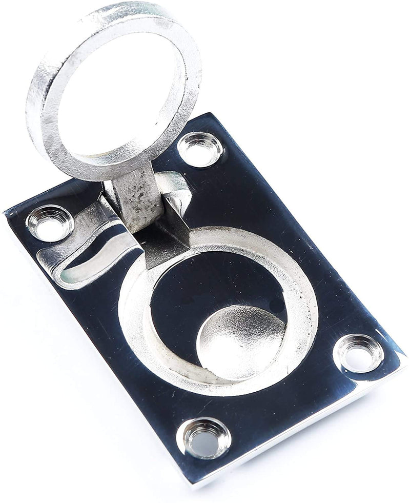 Salty Reef Marine Hardware - 2 Pack Marine Polished Stainless Steel Recessed Flush Hatch Ring Pull Handle