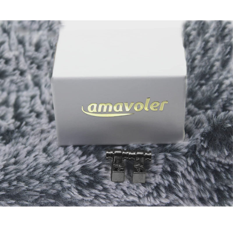 [AUSTRALIA] - Amavoler Set of 2 Guitar Roller String Tree Roller String Guides Retainer for Electric Guitars Strat Stratocaster Tele Telecaster (Black Chrome) Black 