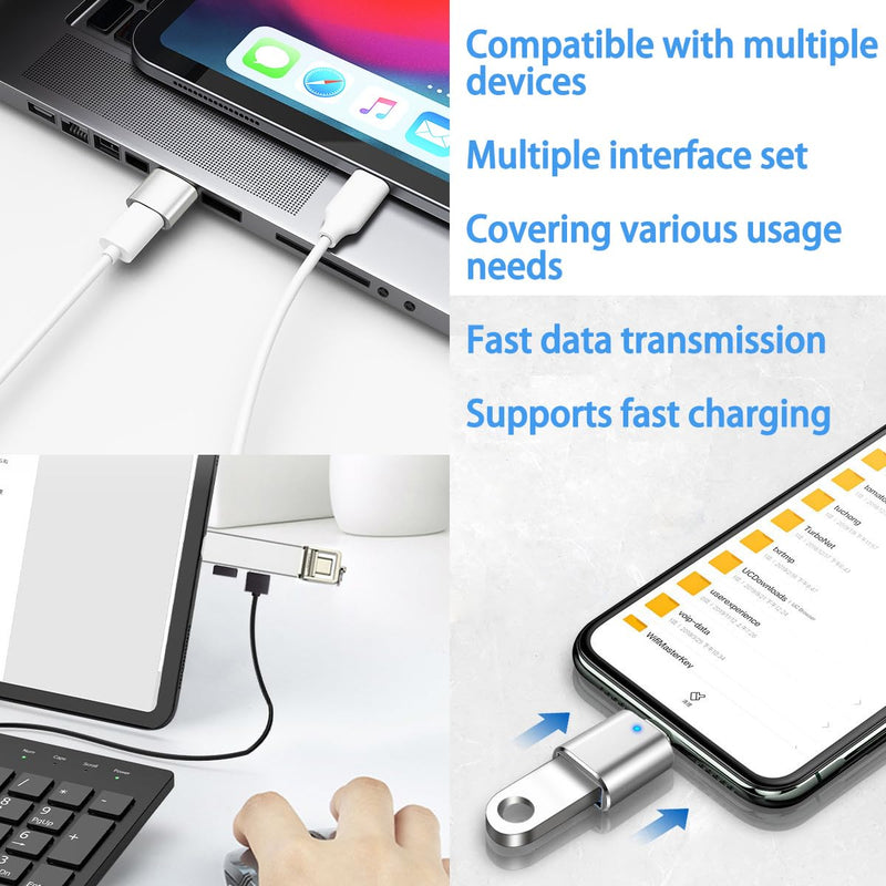[AUSTRALIA] - 5Pcs USB C to USB Adapter, USB A to USB-C Adapter USB 3.0 Hub Type C to USB Adapter USB Hub Splitter Extension OTG Adapter, USB C Female to USB Male Adapter Fast Charging for iPhone Samsung PC MacBook 