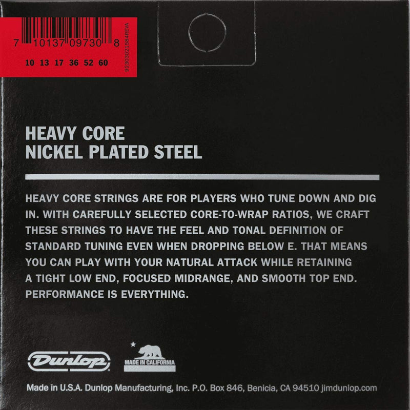 Dunlop DHCN1060 Heavy Core Nickel Wound Guitar Strings, Heavy, .010–.060, 7 Strings/Set