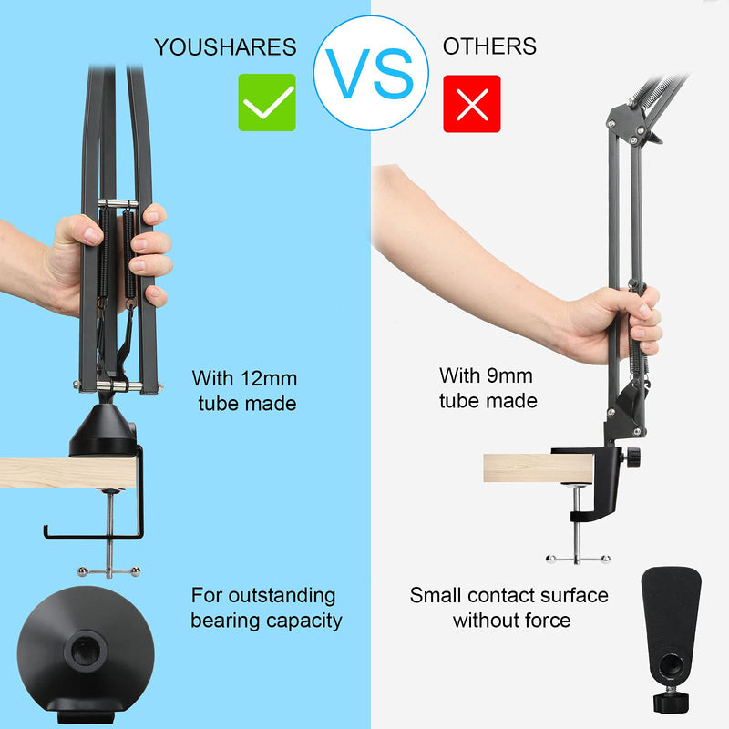 Blue Yeti X Microphone Stand with Pop Filter and Cable Sleeve - Adjustable Suspension Boom Arm Stand with Flocked Foam Windscreen for Blue Yeti X Microphone by YOUSHARES Mic stand with Foam