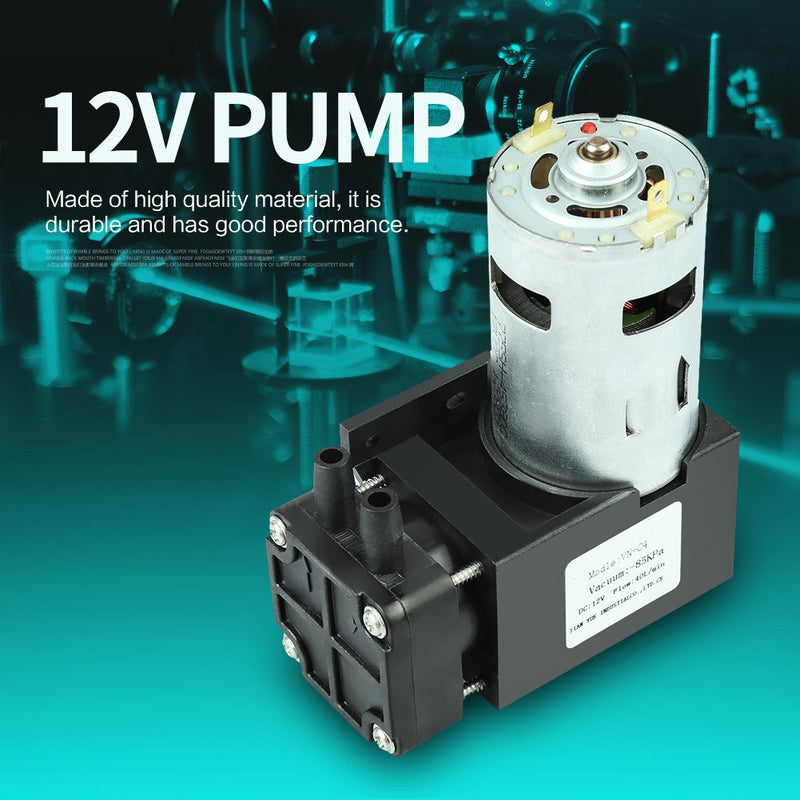 [AUSTRALIA] - DC 12v Mini Suction Gear Pump Low Noise Oilless Pump Oil-Free Diaphragm Pump Small Vacuum Pump for Laboratory Equipment Air Compressor 8 * 7 * 5cm 