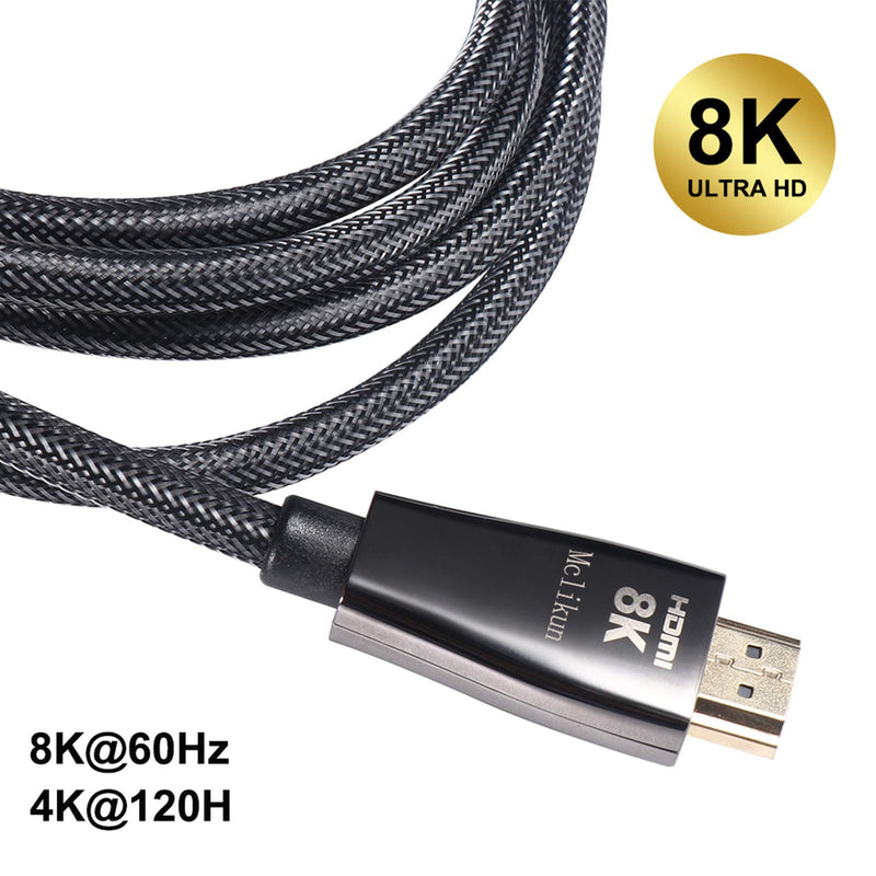 8K HDMI Cable HDMI 2.1Cable |Support High Speed 48Gbps 8K@60Hz, 4K@120Hz, HDCP 2.2, Dynamic HDR, eARC Compatible with Apple TV,3D-Xbox,PS4,HDTV Projector (2m) 2m