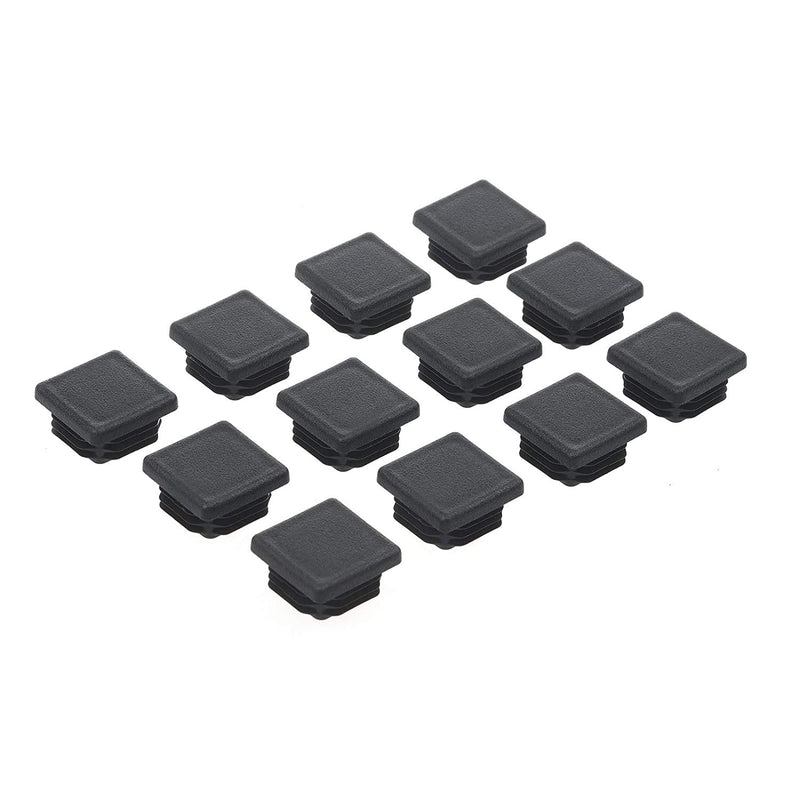 3/4" Square Tubing End Caps, Tubing Post End Cap, Black Plastic Square Plugs, Chair Glide Floor Protector (19mm x 19mm, 16 Pack)