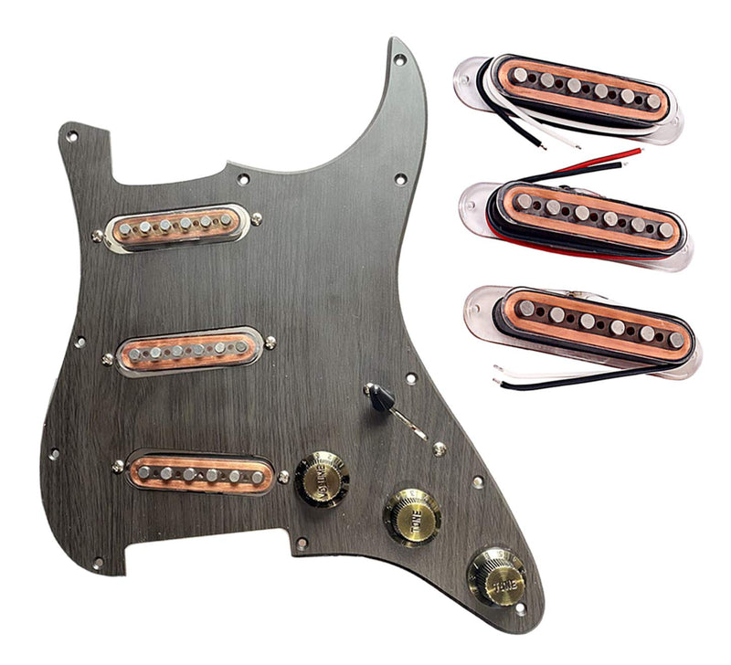 LAMSAM Strat Style Electric Guitar Pickup Set, Single Coil Pickups Loaded High-output Alnico V Maganet Pole Pieces, Wax Potted Over Wound Pick-up, SSS PUP Replacement Fit Squier 6 String Guitar