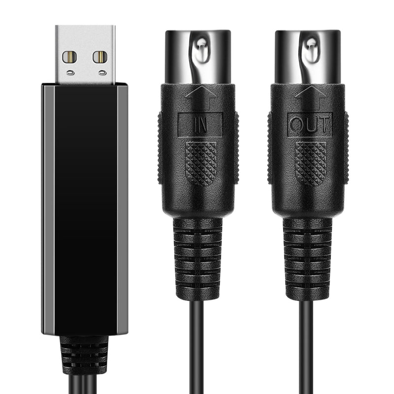 [AUSTRALIA] - TNP Midi to USB Cable Interface Converter - IN OUT Midi Cable Host Adapter Plug Controller Wire Cord For Keyboard Synthesizer Piano Instrument to Mac Computer PC Windows Laptop Music Studio (6 FT) 