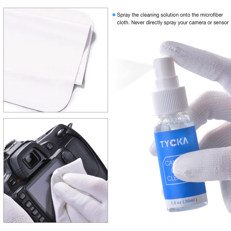 TYCKA Camera Lens Cleaning Kit with 30ml Sensor Cleaning Solution, Improved Air Blower, APS-C Sensor Cleaning Swabs, Soft Brush, Carrying Case, Lens Cleaning Pen for DSLR Camera Lens Sensors