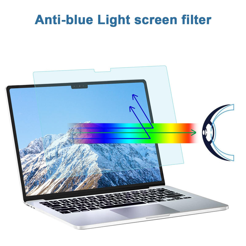 MOSISO 2 Pack Blue Light Blocking Screen Protector Compatible with MacBook Air 15 inch 2023 A2941 M2 Chip, Anti Blue Light Screen Filter Film Matte Anti Glare Eye Protection Laptop Screen Protector