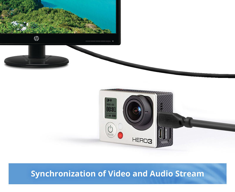 BlueRigger Micro HDMI to HDMI Cable (3 FT, 4K 60Hz, HDR, Ethernet) - Compatible with GoPro Hero 7 Black Hero 5 4 6, Raspberry Pi 4, Sony A6000 A6300 Camera, Nikon B500, Lenovo Yoga 3 Pro, Yoga 710 3 Feet