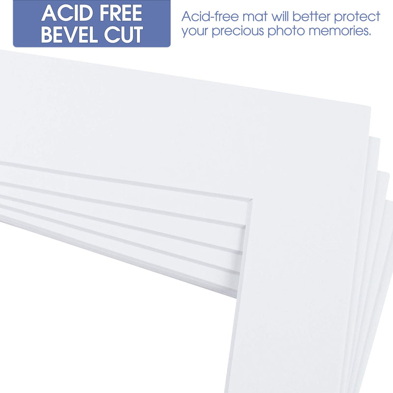 Golden State Art, Pack of 50, Acid-Free White Pre-Cut 5x7 Picture Mat for 4x6 Photo with White Core Bevel Cut Frame Mattes 5" x 7" 50-Pack White Mats