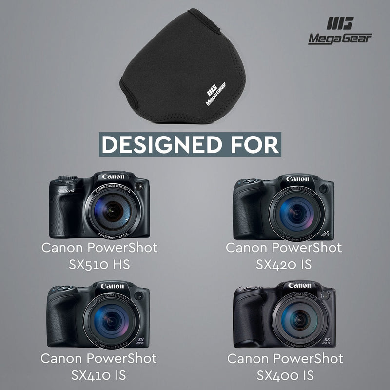 MegaGear Ultra Light Neoprene Camera Case Compatible with Canon PowerShot SX420 is, SX410 is, SX400 is, SX510 HS Black