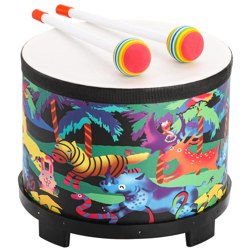 [AUSTRALIA] - Tosnail 8 Inch Floor Tom Drum with Storage Bag and Mallets for Kids, Percussion Instrument Musical Toy for Children, Toddlers, Christmas Birthday Gift - Jungle 
