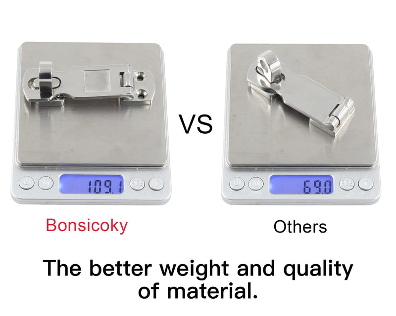 Bonsicoky 2Pcs Marine Grade 316 Stainless Steel Door Hasps, 3 Inch Heavy Duty Swivel Safety Hasp with Turning Padlock Eye Mount 2 Pieces