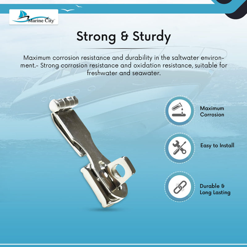 MARINE CITY Stainless-Steel Easy Install Door Hasps Heavy Duty Swivel Safety Hasp with Turning Padlock Eye Mount Catch Latch Lock for Marine Boat Accessories (2-3/4 Inches × 1 Inch)