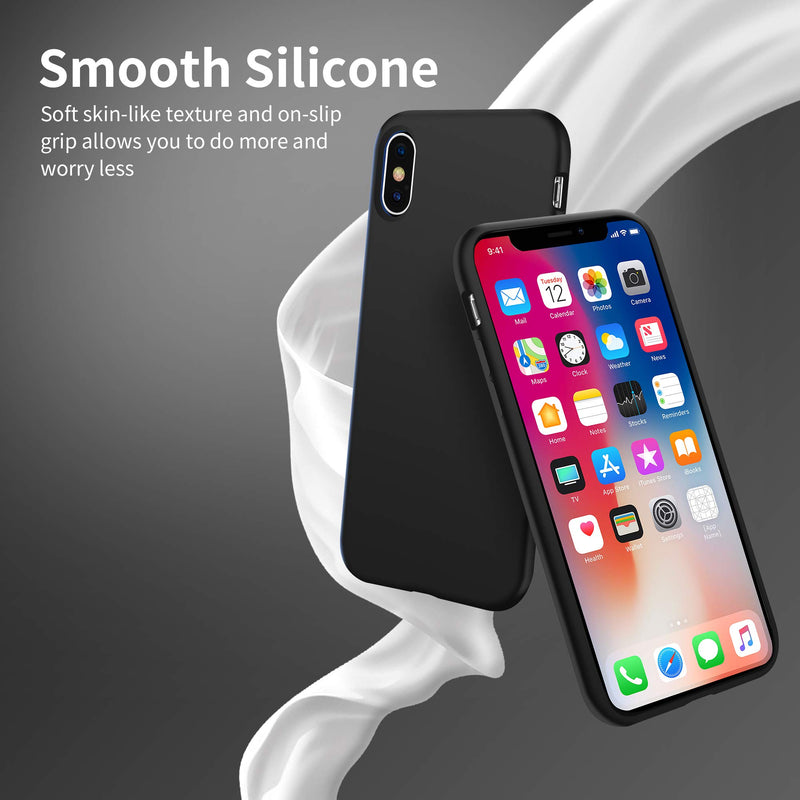 for iPhone X Case, OTOFLY [Silky and Soft Touch Series] Premium Soft Silicone Rubber Full-Body Protective Bumper Case Compatible with Apple iPhone X(ONLY) - Black