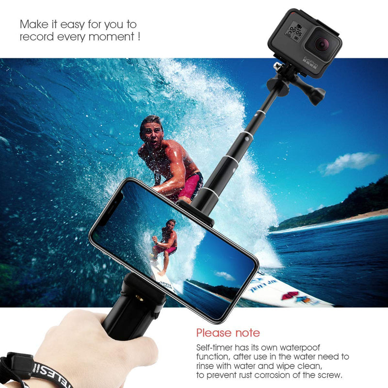 AFAITH Upgraded Pole for GoPro, Aluminum Alloy GoPro Selfie Stick with Stable Tripod Waterproof Handheld Monopod for GoPro Hero 8 Black/Hero 9 Black/7/6/5/4/ Osmo Action Camera/Xiao Yi Action Camera