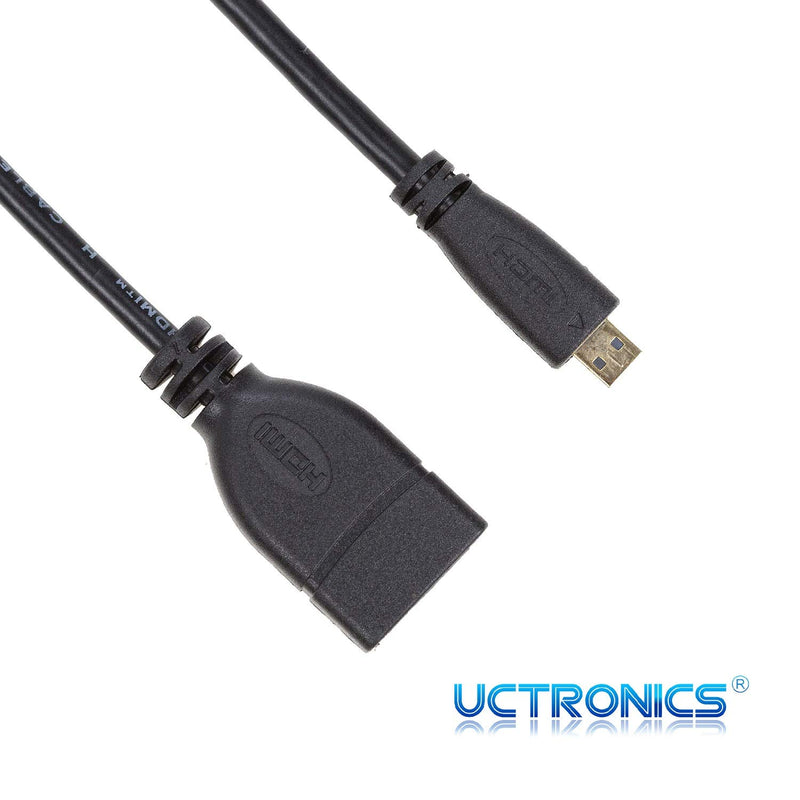 UCTRONICS Micro HDMI to HDMI Cable for Raspberry Pi 4 B, 6 Inch Micro-HDMI Male to HDMI Female Adapter Cable 15cm [2 Pack] 6 Inch, 2-Pack