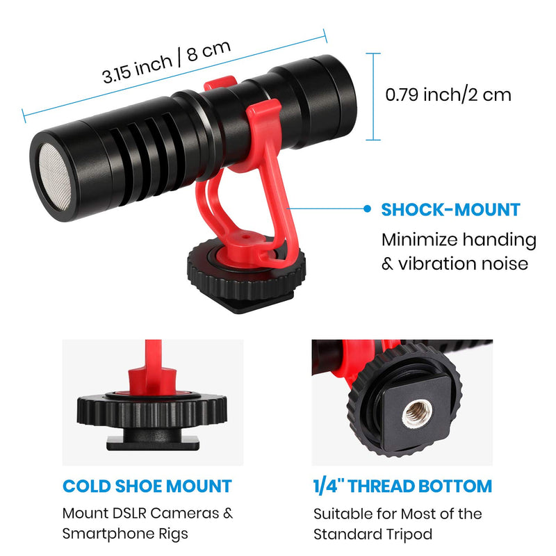 Moukey MCM-1 DSLR Camera Microphone, External Video Mic Shotgun for Phone, Smartphone, Vlogging, Canon/Nikon/Sony Camera