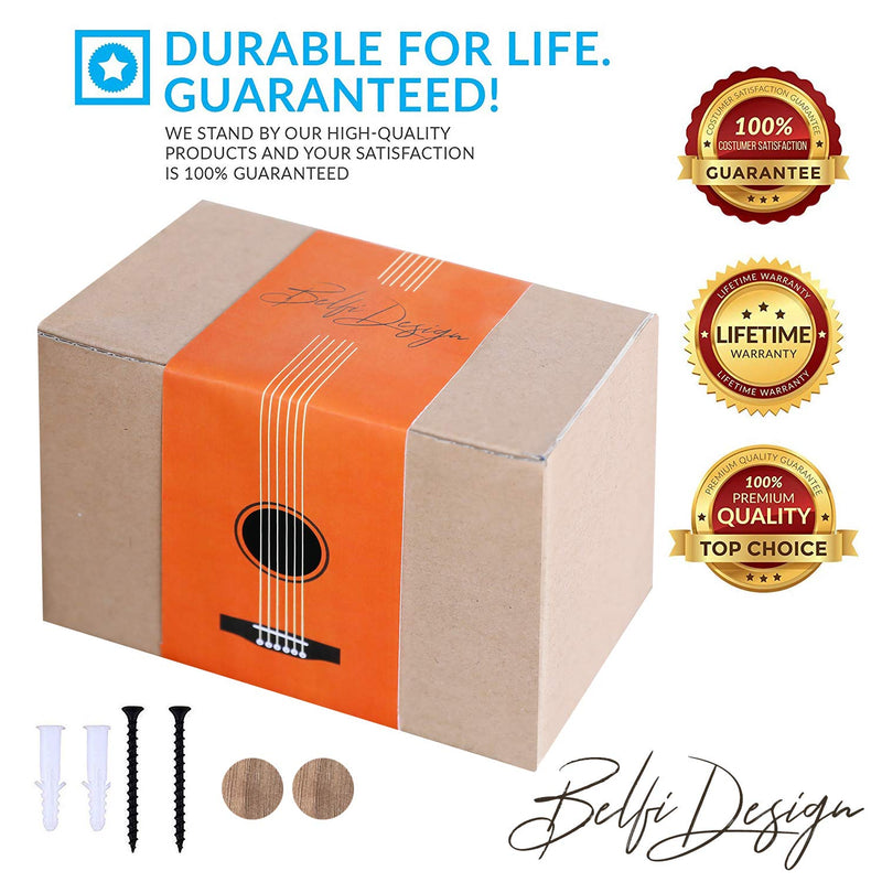 Plywood Guitar Wall Mount Holder with pick slot on top, Modern and unique Design Guitar Hanger for Bass Acoustic Electric Guitars Ukulele Folk Violin Mandolin Banjo skateboard Stand (Light Walnut) Light Walnut